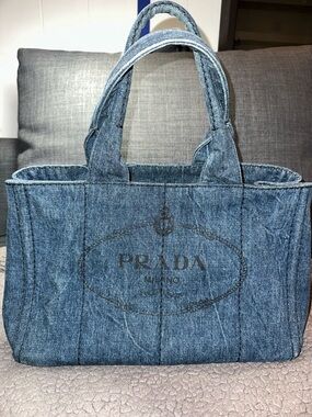 Prada canapa Denim Tote in Blue